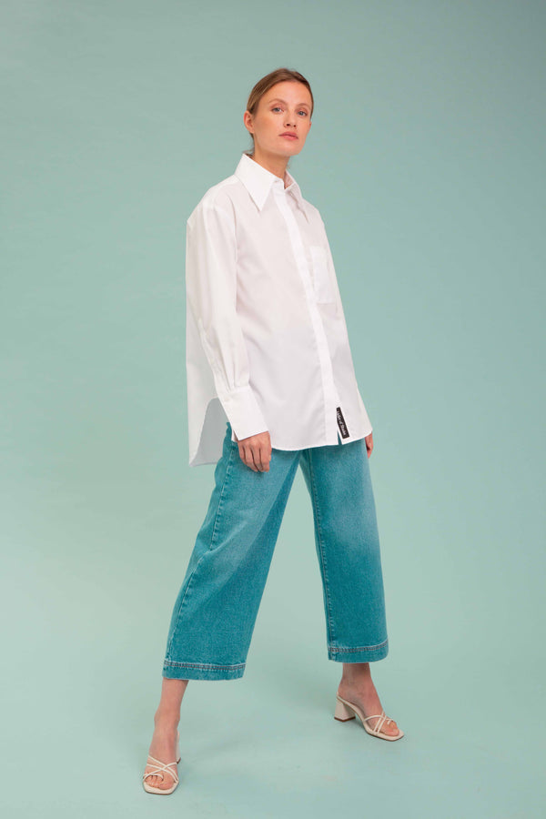 PATCH POCKET POPLIN SHIRT IN WHITE