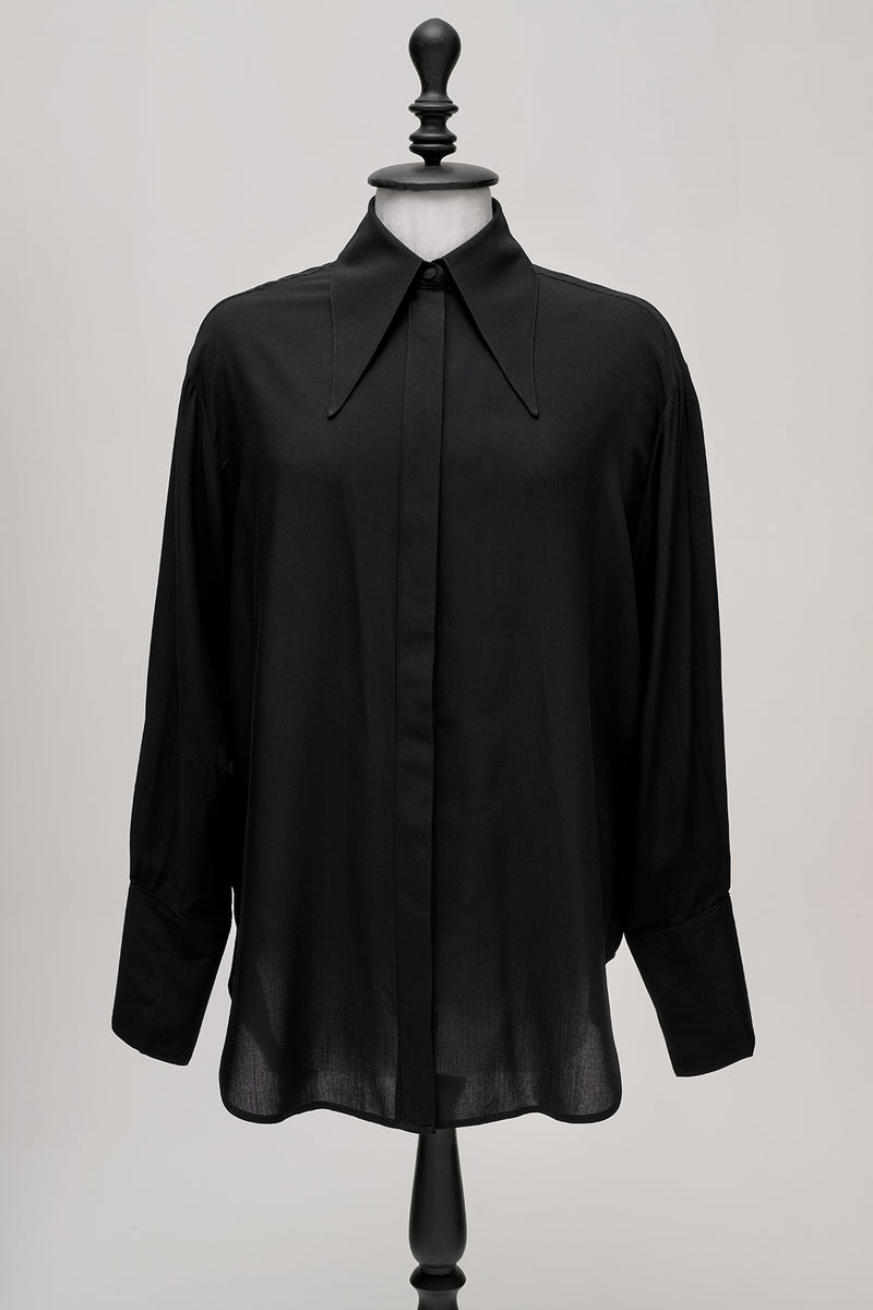 POINTED COLLAR SHIRT BLACK