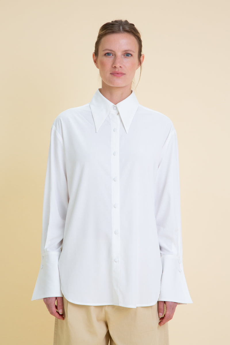 OVERSIZED CUFFS VISCOSE SHIRT