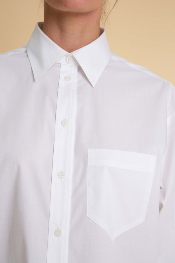 CROPPED COTTON POPLIN SHIRT IN WHITE