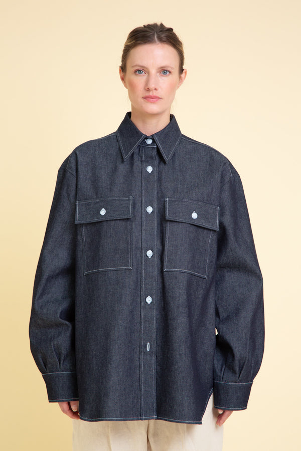 BIG FRONT POCKETS DENIM SHIRT №1