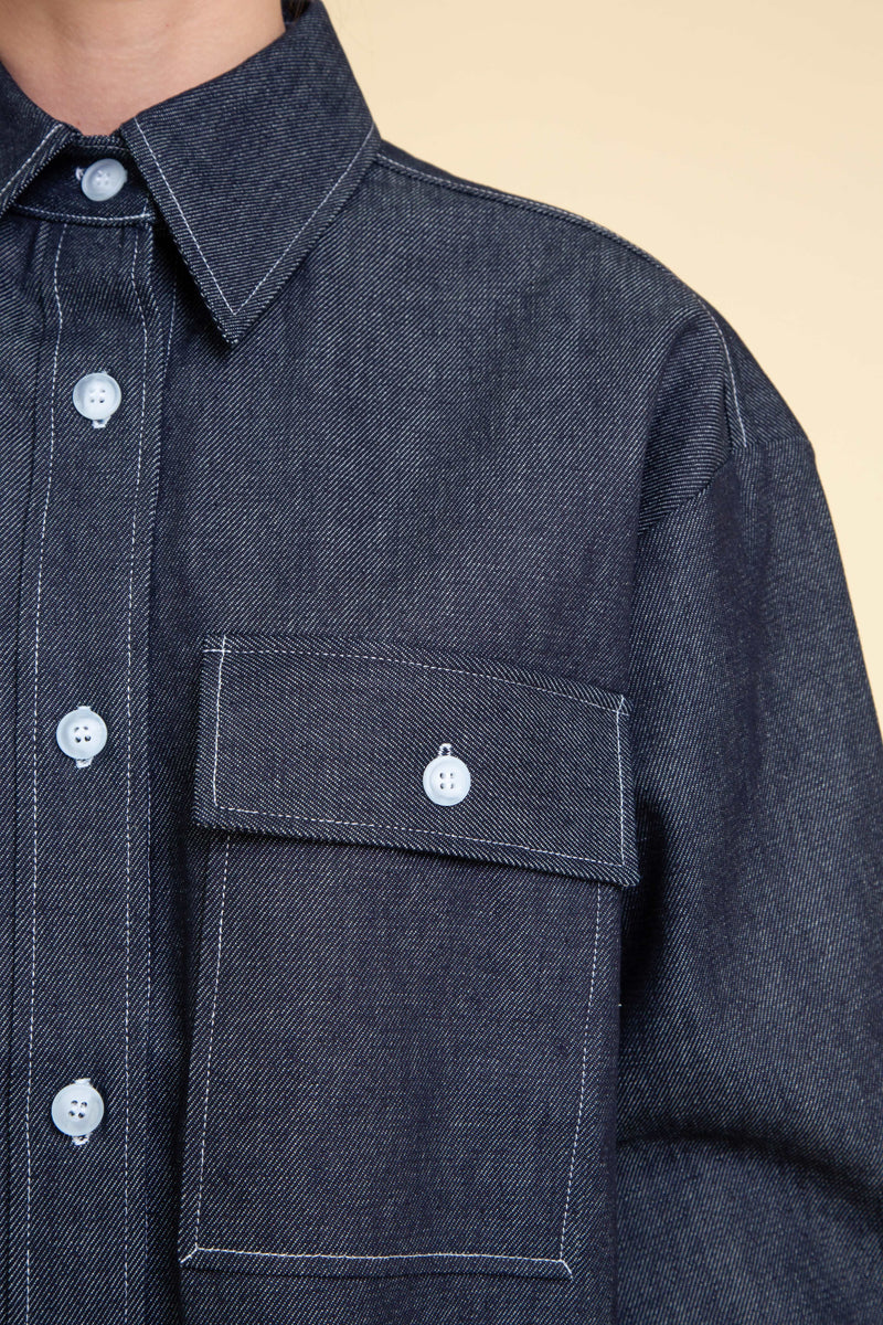 BIG FRONT POCKETS DENIM SHIRT №1