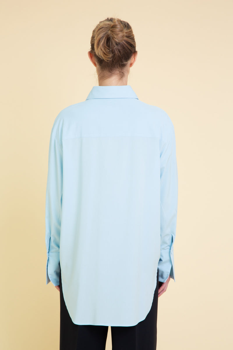 BLUE POINTED COLLAR SHIRT